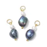 Natural Freshwater Pearl Potato & Shell Pearl Round Bead Pendants