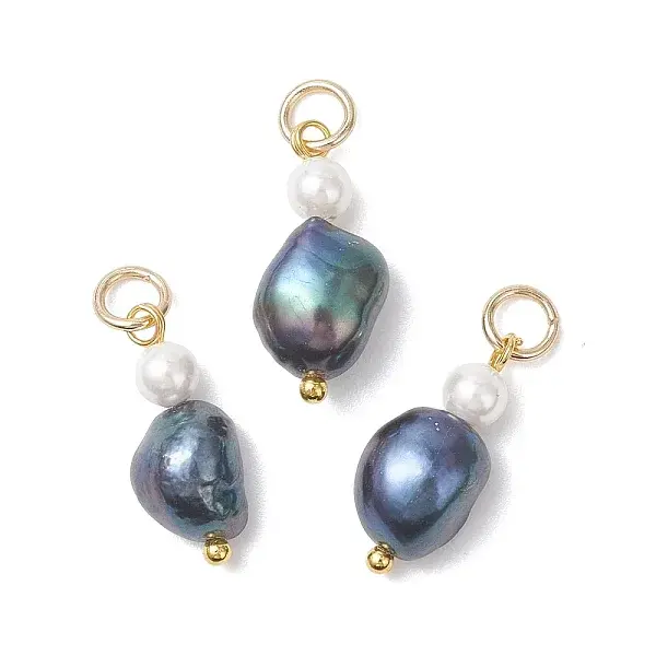Natural Freshwater Pearl Potato & Shell Pearl Round Bead Pendants