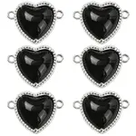 6Pcs Eco-Friendly Alloy Glass Heart Links connector Charms