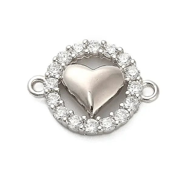 925 Sterling Silver Micro Pave Cubic Zirconia Connector Charms