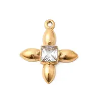 304 Stainless Steel Micro Pave Cubic Zirconia Pendants