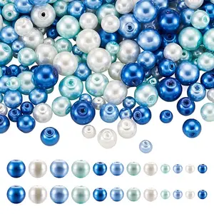 12 Strands 12 Style Baking Paint Pearlized Glass Pearl Round Bead Strands