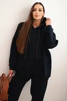 Kesi Włoski Dámská tepláková souprava zateplená z bavlny s kapucí granátová