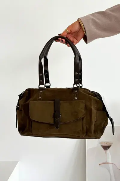 Dámska taška z eko semišu Khaki Gressa