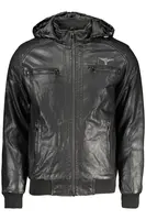 Kožená bunda s kapucí