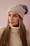 Kesi Čapica s fleece Alice K248 béžová+fialový