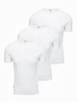 Ombre Set of men's BASIC cotton shirts with round neckline - 3x white
