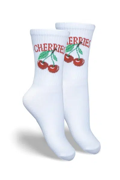 Milena Detské Mládežnícke Ponožky CHERRIES Biele