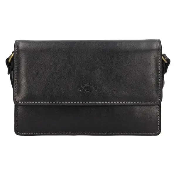 Kožená dámska crosbody kabelka Katana Roosa - čierna