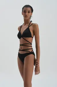 Dagi Černý pevný popruh Malý trojúhelníkový horní díl bikin