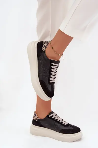 Kožené dámske tenisky na platforme Panterka Zazoo