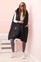 Kesi Włoski Dámska prešívaná vesta Plus Size s kapucňou na zips čierna