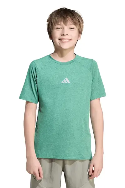 Dětské tričko adidas zelená barva, s potiskem, JM4323