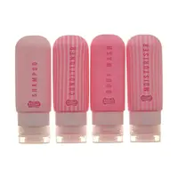 Sada cestovních lahviček na kosmetické přípravky The Vintage Cosmetics Company Silicone Travel 4-pack růžová barva