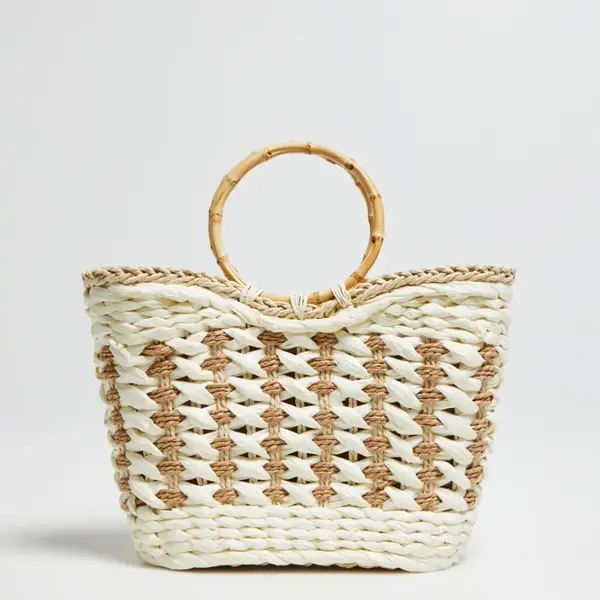 Marisse White Basket Bag