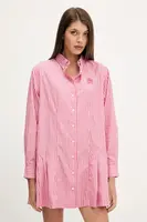 Bavlněné šaty Tommy Jeans růžová barva, mini, DW0DW21786