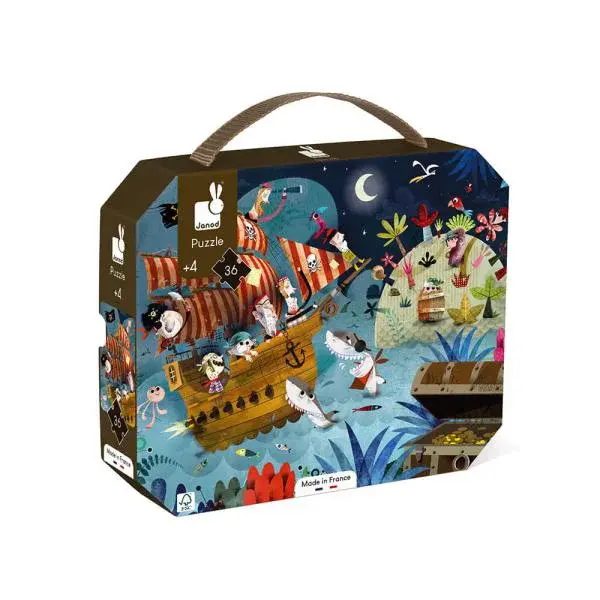 Janod Puzzle v kufříku Lovci pokladů 36 ks