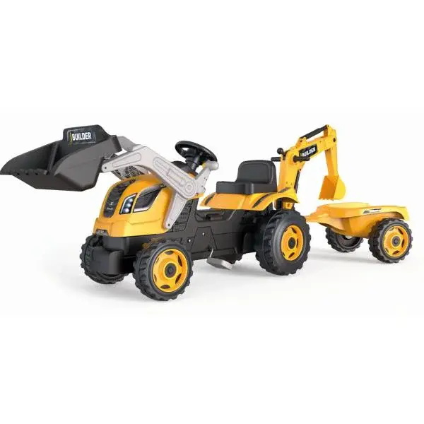 Smoby Šlapací traktor Builder Max s bagrem a vozíkem