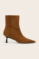 Semišové boty AllSaints Vivian Suede Boot dámské, hnědá barva, na podpatku, W009FD
