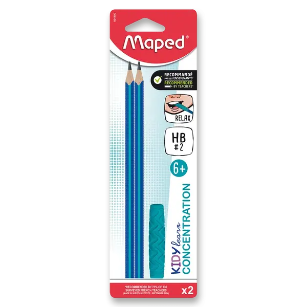 Grafitová tužka Maped Kidy Learn Concentration - 2 ks, 1 ks kousací koncovka