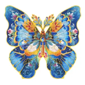 RoboTime Dřevěné puzzle motýl Morpho Helena