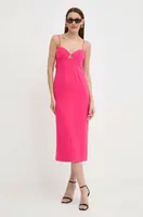 Šaty Bardot VIENNA růžová barva, midi, 58558DB