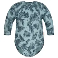 Baby Nellys Bavlněné body dl. rukáv, zapínání bokem, Palmy - zelené