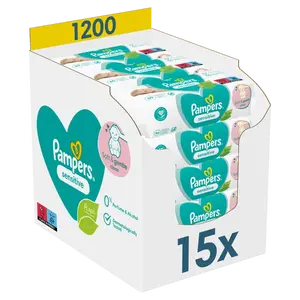 Pampers Sensitive vlhčené ubrousky 15x80 ks