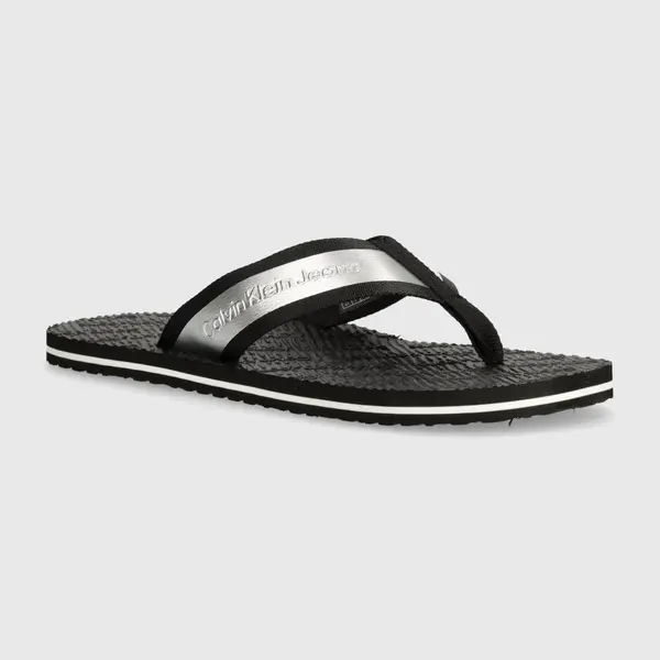 Žabky Calvin Klein Jeans BEACH SANDAL IN MET pánské, černá barva, YM0YM00950