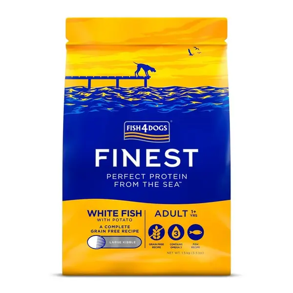 Fish4Dogs Granule velké pro dospělé psy Finest bílá ryba s bramborami 1,5 kg, 1+