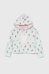 Dětská bavlněná mikina Guess tyrkysová barva, s kapucí, vzorovaná