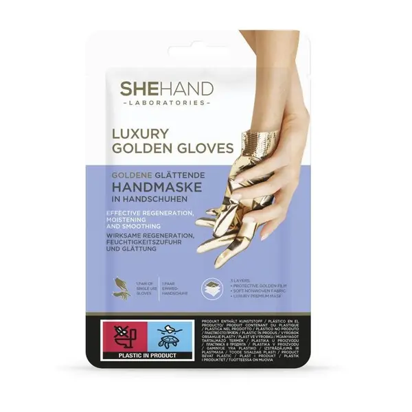 SheCosmetics SheHand Luxury Golden zlaté zjemňující rukavice 1 pár