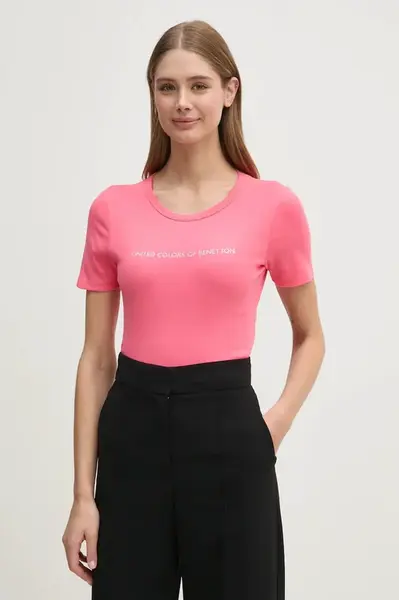 Bavlněné tričko United Colors of Benetton červená barva, 3GA2E16A2