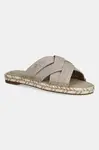 Pantofle Tommy Hilfiger CHAMBRAY ESPADRILLE MULE dámské, béžová barva, FW0FW08501