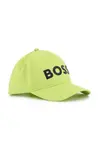 Dětská bavlněná kšiltovka BOSS zelená barva, s aplikací, J51681