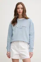 Bavlněná mikina Pepe Jeans MADDY dámská, modrá barva, s potiskem, PL581484
