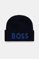 Čepice z vlněné směsi BOSS tmavomodrá barva, z tenké pleteniny, 50524348