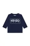 Dětské bavlněné tričko s dlouhým rukávem Kenzo Kids tmavomodrá barva, s potiskem, K60518