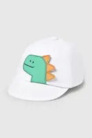 Dětská bavlněná kšiltovka Mayoral Newborn bílá barva, s aplikací, 9885