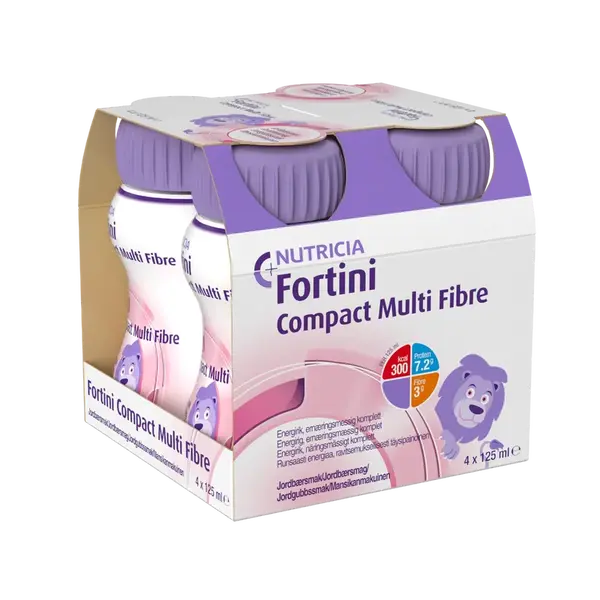 Fortini Compact Pro děti s vlákninou Jahoda 4x125 ml