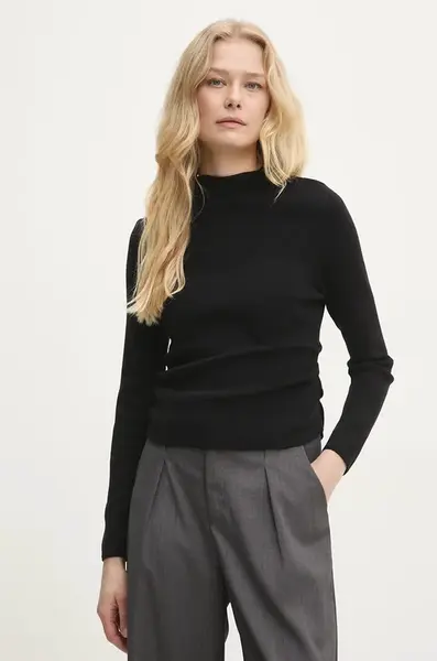 Svetr Answear.LAB dámský, černá barva, lehký, s pologolfem