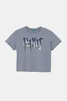 Dětské bavlněné tričko United Colors of Benetton modrá barva, 3I1XC10NY