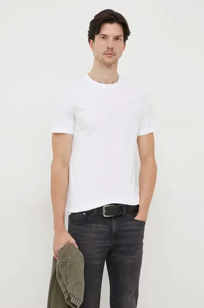 Bavlněné tričko Guess AIDY pánské, bílá barva, s aplikací, M2YI72 I3Z14