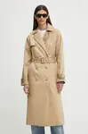 Džínový kabát Levi's dámský, béžová barva, přechodný, dvouřadový, A8976