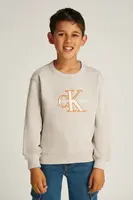 Dětská mikina Calvin Klein Jeans béžová barva, s potiskem, IB0IB02411