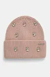 Čepice z vlněné směsi Guess růžová barva, AW5198 POL01