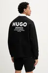 Bavlněná mikina Hugo Blue pánská, černá barva, s potiskem, 50510732