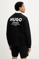 Bavlněná mikina Hugo Blue pánská, černá barva, s potiskem, 50510732