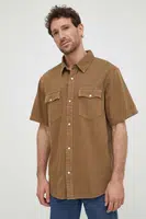 Bavlněná košile Levi's béžová barva, relaxed, s klasickým límcem