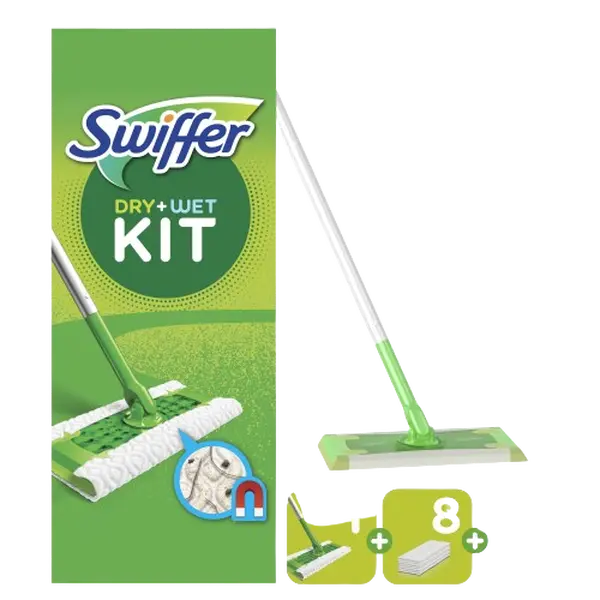 SWIFFER Startovací Sada S 1 Násadou, 8 Prachovkami A 3 Čisticími Ubrousky